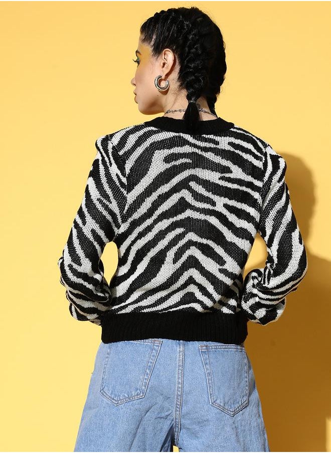 SASSAFRAS - Animal Print Knitted Cardigan by Styli - Image 1