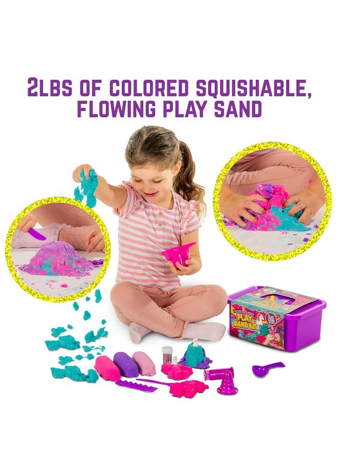 GirlZone Unicorn Sensory Bin Kingdom Sand Art Kit, 2lbs Moldable Colored Sand, 7 Tools for Kids, Rainbow Sand, Imaginative Playtime, Sensory Fun, Ideal Birthday & Holiday Gifts for Girls on Easter - Image 2