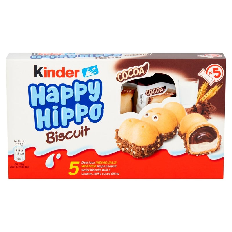 كيندر Kinder Happy Hippo Milk & Cocoa Cream Biscuits - Image 2