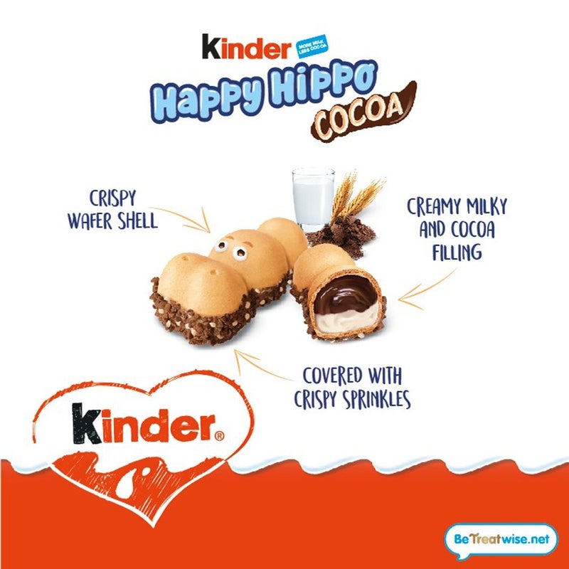 كيندر Kinder Happy Hippo Milk & Cocoa Cream Biscuits - Image 3