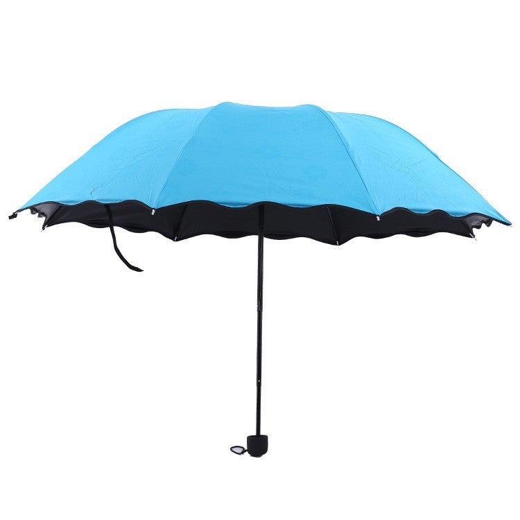 Ruffled Water Flowering Sunny Umbrella Three Folding Sunscreen Umbrella UV Protection Sunshade Umbrella Making Logo Blue 
