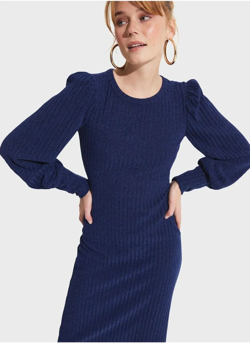 جون Ribbed Knitted Dress
