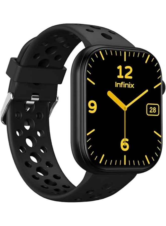 Infinix 300 mAh XWatch H4 (XW4L)- Black,2.04" full touch HD screen, IP68 Waterproof, 10 days Normal usage time, BT V5.3, 45g,Heart rate,SPO2,300mAh battery, magnetic charging, supports call Black - Image 1
