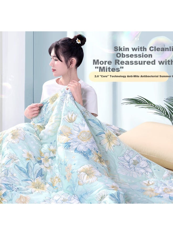 Fuanna Summer Quilt, Seven-hole Antibacterial Air Conditioning Blanket, Pure Cotton Fabric, Washable, Single Person Summer Quilt, 2 Jin, 152x210cm