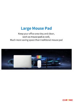 CARONIC Extended Gaming Mouse Pad with Stitched Edges Durable Non-Slip Natural Rubber Base  Waterproof Computer Keyboard Pad Mat For Esports Pros Gamer Desktop Office Home Car  - Image 5