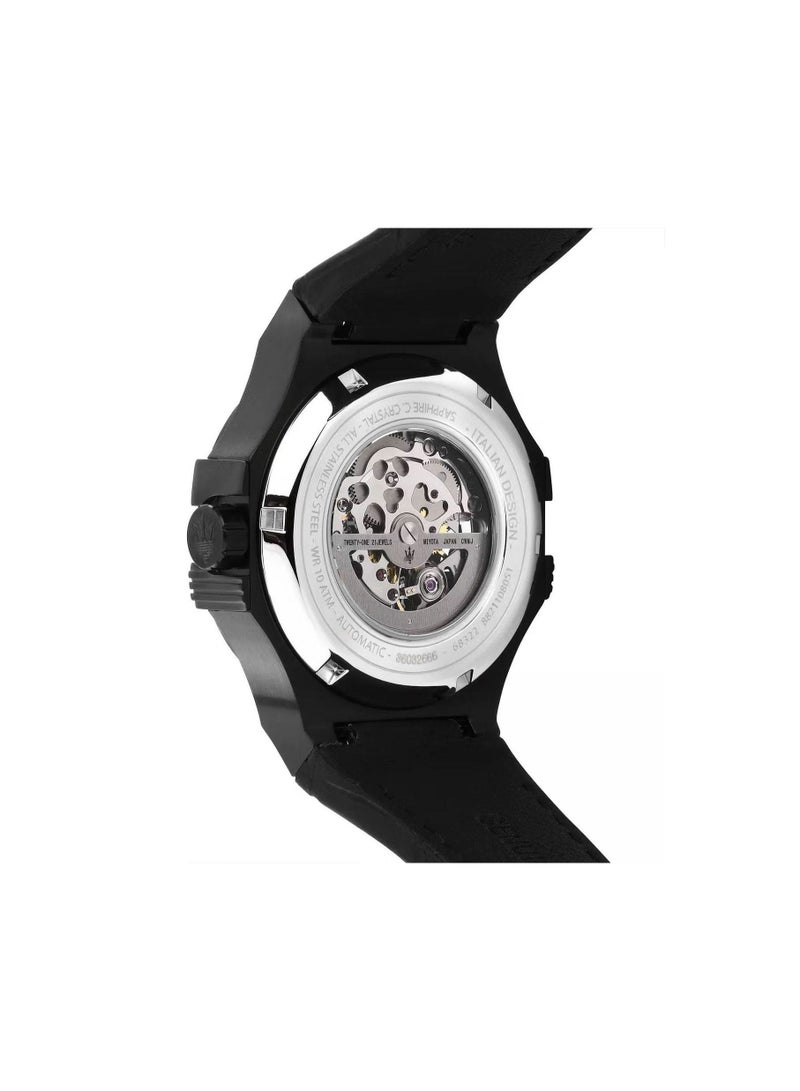 مازيراتي ساعة ماسيراتي بوتينزا ذات قطر 42 ملم، واجهة سوداء بحركة سوداء من الذهب الأصفر بتغطية - Image 2