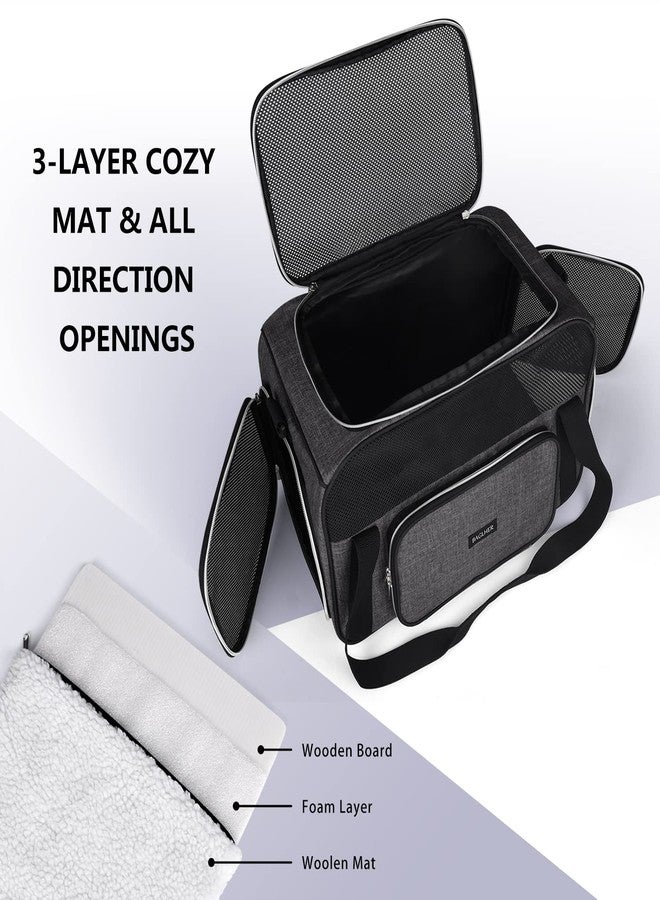 BAGLHER حقيبة سفر للحيوانات الأليفة من باغلر، حقيبة حمل للقطط والكلاب الصغيرة والمتوسطة الحجم، حقيبة حمل للكلاب الصغيرة معتمدة من شركات الطيران، حقيبة حمل قابلة للطي للجراء. رمادي - Image 5