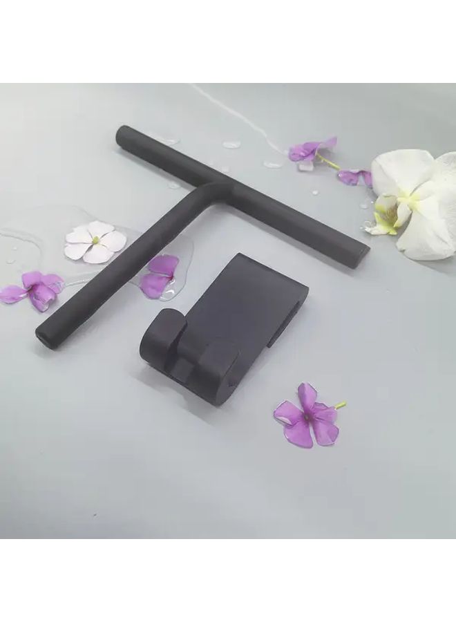 1pc Portable Silicone Scraper With Hook Black Straight for Shower Doors Bathroom Windows Car Glasses Cleaning Tool Home Decor - Image 5