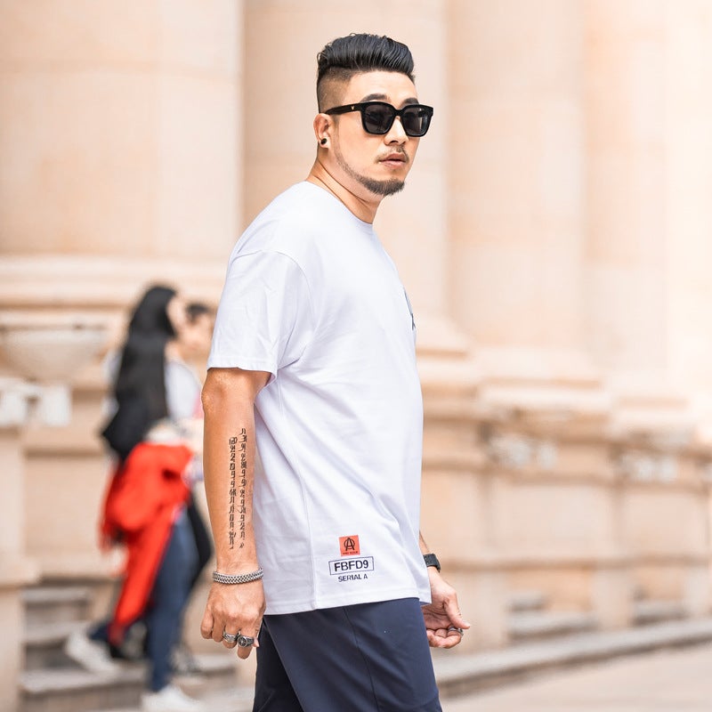 Trendy Brand Large Size Men''s 2020 Summer New T-shirt Men''s Letter Printed Loose Shoulder T-shirt Large Size Short-sleeved Men''s - Image 5