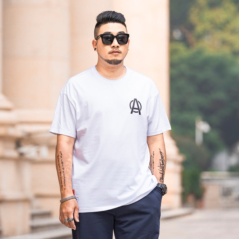 Trendy Brand Large Size Men''s 2020 Summer New T-shirt Men''s Letter Printed Loose Shoulder T-shirt Large Size Short-sleeved Men''s - Image 3