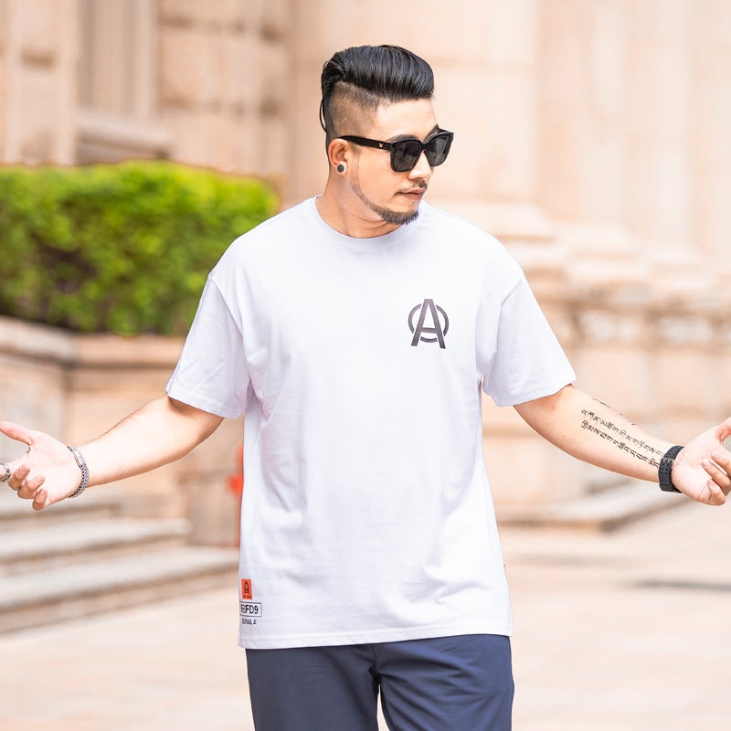 Trendy Brand Large Size Men''s 2020 Summer New T-shirt Men''s Letter Printed Loose Shoulder T-shirt Large Size Short-sleeved Men''s - Image 4