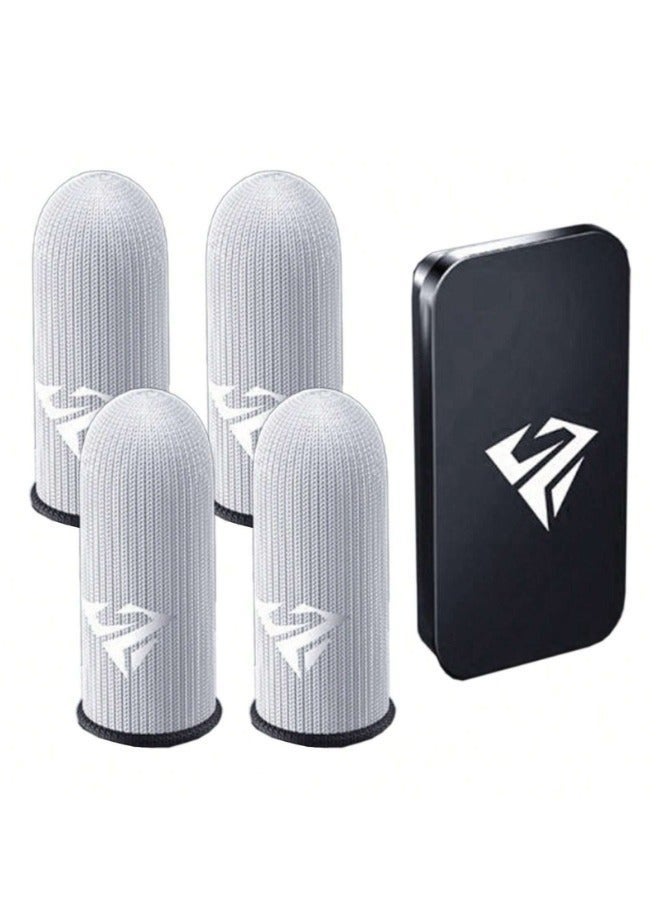 4 Pairs Gaming Finger Gloves with Metal Storage Case - Anti-Slip Breathable Gloves for Esports, Mobile Gaming & PC Controllers | Sweat-Resistant, Comfort Fit for Long Sessions - Image 1
