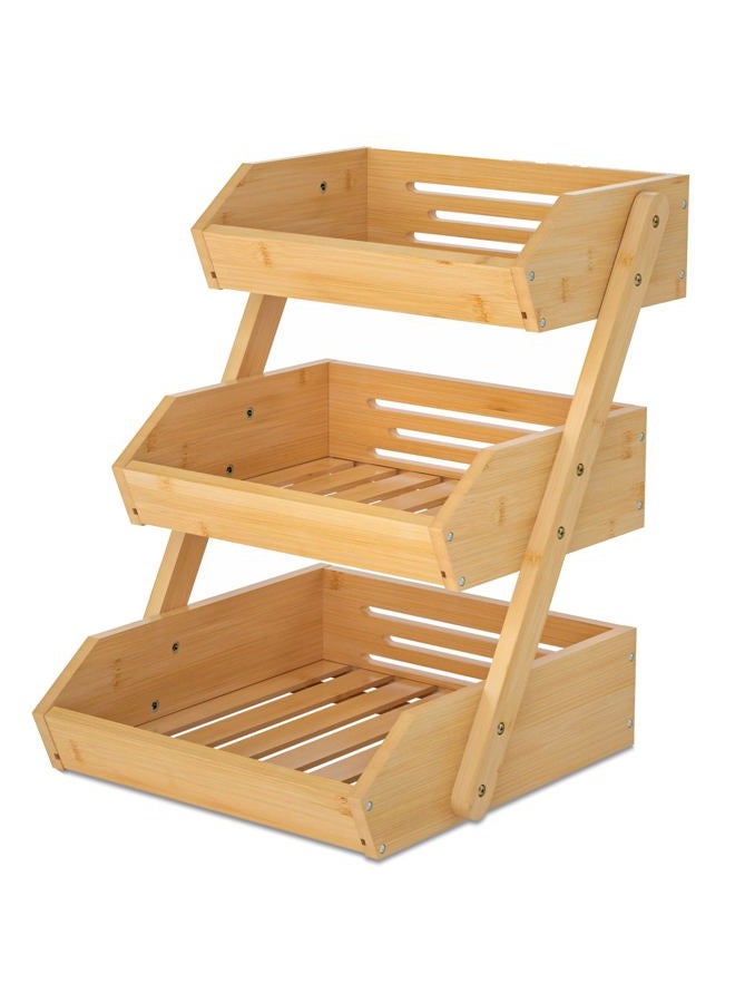 Merysen Large 3 Tier Bamboo Fruit Basket Stand for Kitchen Countertop – Fruit Holder – Perfect for Bread, Vegetables, Produce, Home Storage and Display - Image 1