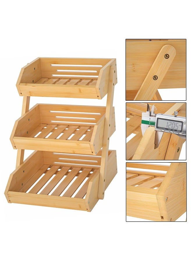 Merysen Large 3 Tier Bamboo Fruit Basket Stand for Kitchen Countertop – Fruit Holder – Perfect for Bread, Vegetables, Produce, Home Storage and Display - Image 4