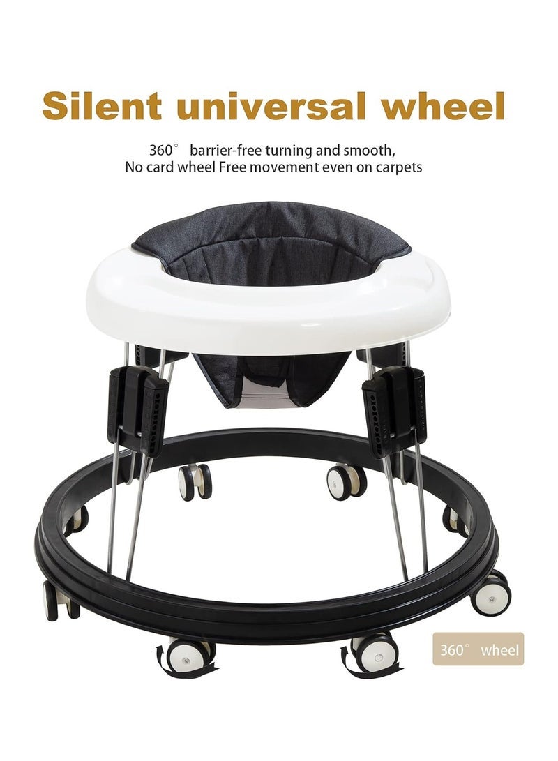 Halamine Baby walker, foldable children's walker, portable anti-rollover walker, round walker and activity center for boys and girls, suitable for boys and girls 6-18 months (black) - Image 4