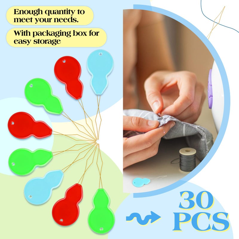 Fteven Needle Threaders, 30Pcs Sewing Needle Threader Gourd Shaped, Embroidery Needle Threader for Hand Sewing and Sewing Machine with Clear Storage Box - Image 4