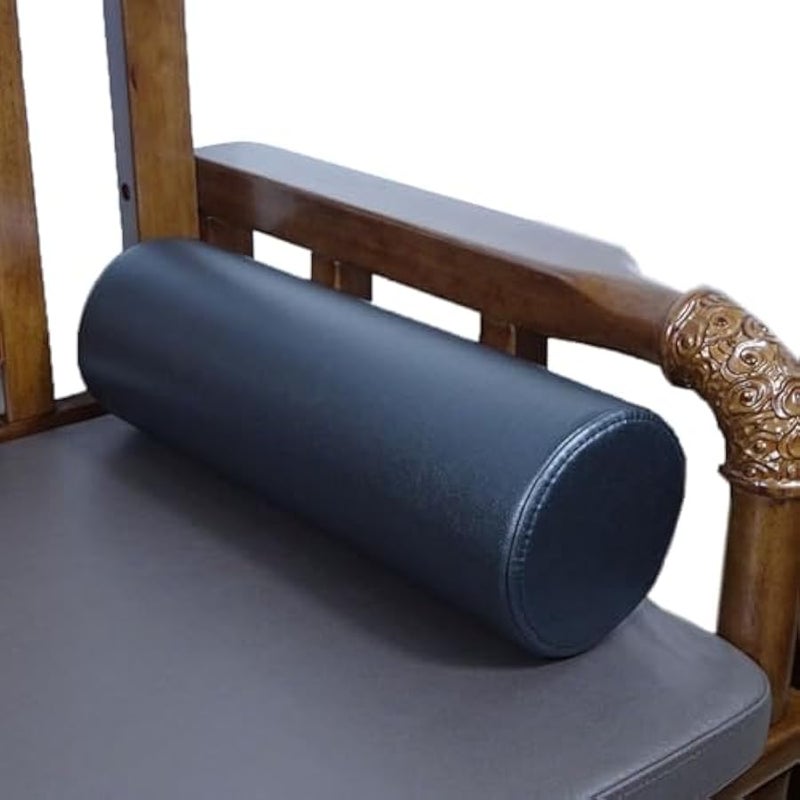 Smooth Cloth Round Roll Pillow Sponge Lumbar Cushion Sleeping Cylinder Long Bolster Pillow Cervical Neck Roll Pillow (Black, 16×60cm/6.3×23.6Inch)