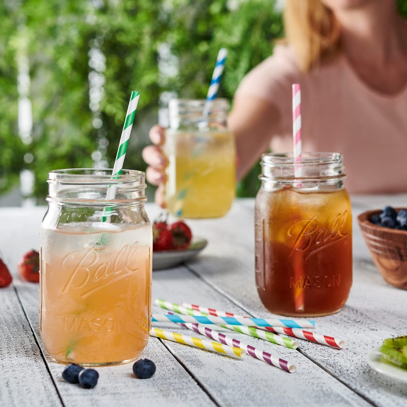 Gusto Comfy Package [200 Pack] Striped Paper Drinking Straws - Sturdy & Non-Soggy - 100% Biodegradable  Food-Safe Ink  and Multi-Layered for Long-Lasting Use - Vibrant Assorted Colors - Image 5