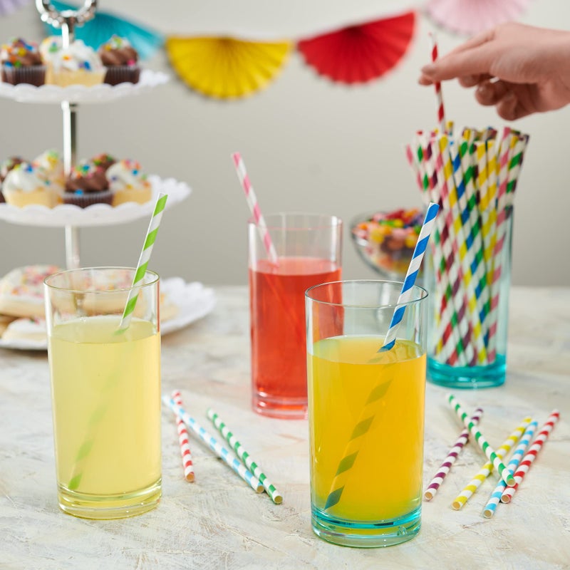 Gusto Comfy Package [200 Pack] Striped Paper Drinking Straws - Sturdy & Non-Soggy - 100% Biodegradable  Food-Safe Ink  and Multi-Layered for Long-Lasting Use - Vibrant Assorted Colors - Image 3