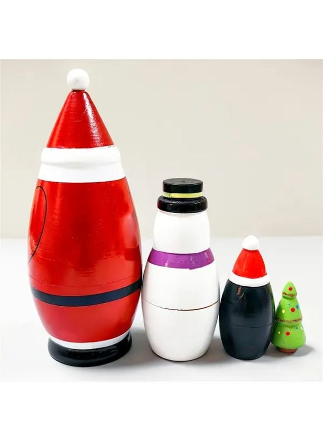 Handmade Wooden Holiday Nesting Dolls Set Style 38 Festive Decorations Gift - Image 5