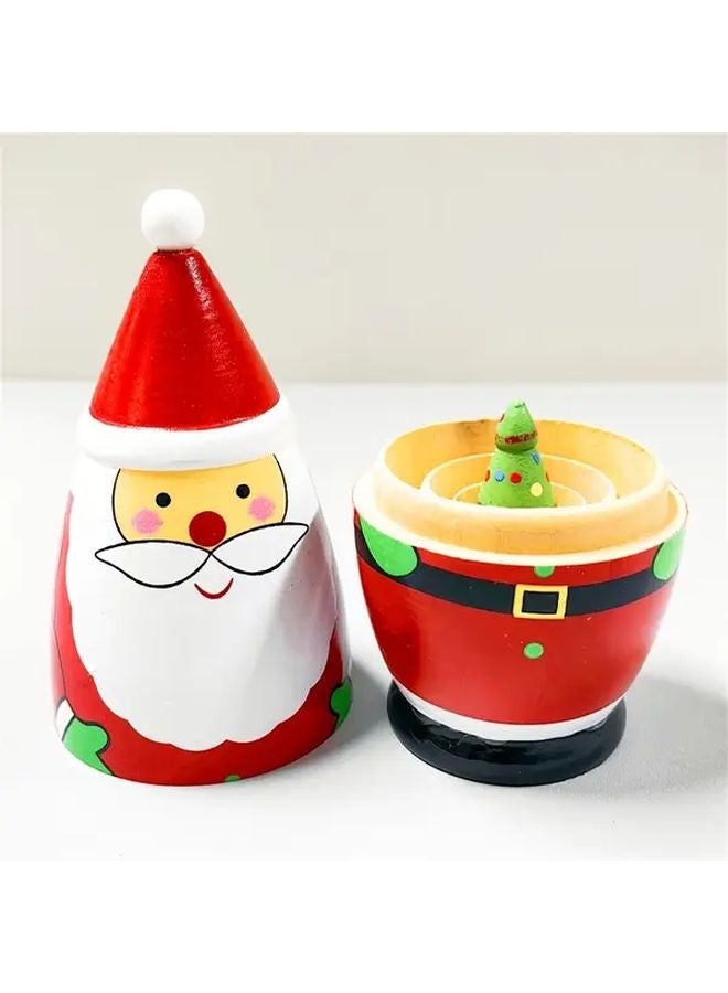 Handmade Wooden Holiday Nesting Dolls Set Style 38 Festive Decorations Gift - Image 2