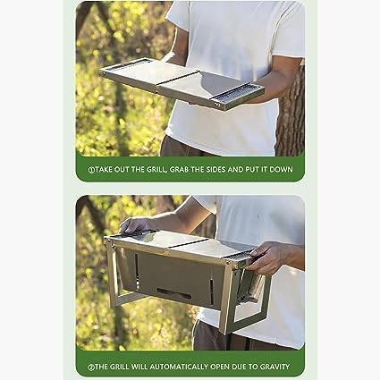 VATTU VATTU Camping Charcoal Grill Portable BBQ Grill Stainless Steel Wood Burning Grill with Carrying Bag Folding Small Grills For Outdoor Barbecues Traveling Picnics GardenBeach Party - Image 3