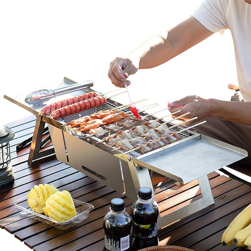 VATTU VATTU Camping Charcoal Grill Portable BBQ Grill Stainless Steel Wood Burning Grill with Carrying Bag Folding Small Grills For Outdoor Barbecues Traveling Picnics GardenBeach Party - Image 2