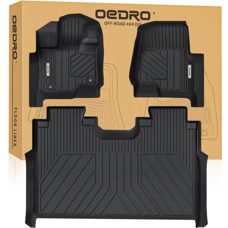 OEDRO Floor Mats Fit for 20102014 Ford F150 SuperCrewCrew Cab with 1st Row Bucket Seat TPE AllWeather F150 Truck Liners 1st 2nd Row Black