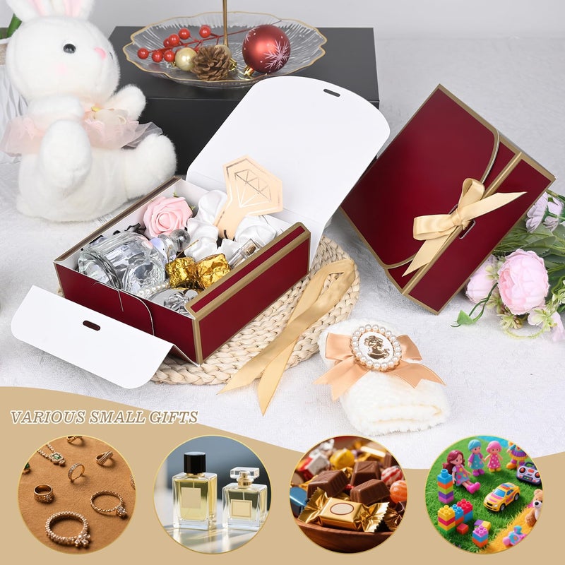 WLUSEAXI 10Pack Small Gift Boxes, 6.5''x6.5''x2'' Red Gift Boxes with Ribbon, Small Boxes for Gifts Birthday Wedding Party Valentine's Day Mother's Day - Image 5
