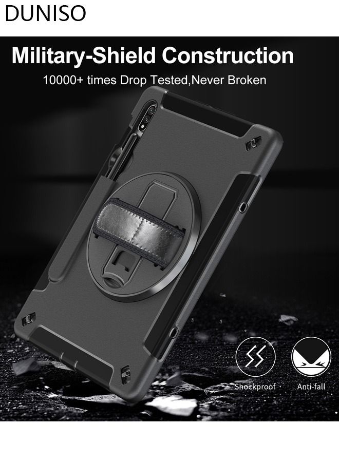 DUNISO Samsung Galaxy Tab S8 / S7 Case 11 Inch Multiple Angle Stand Cover with S Pen Holder zenrich Shockproof Case with Stand Hand Strap for SM-X700/X706/T870/T875/T876-Black - Image 5