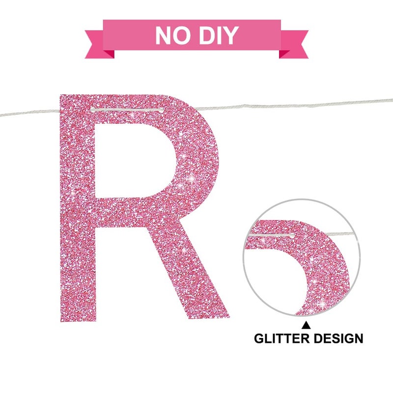 BEISHIDA 21st Birthday Decorations for Her Happy 21st Birthday Banner -NO DIY, Pink Glitter RIP FAKE ID Banner Sign for Backdrop Funny Party Supplies for Him Her Girl - Image 3