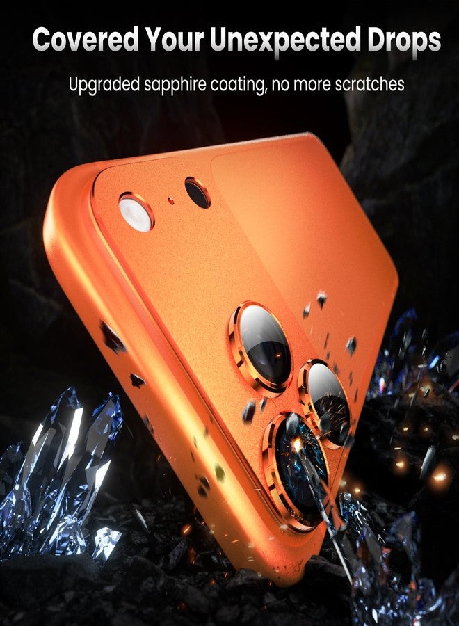 YWXTW مصمم لغطاء عدسة كاميرا iPhone 17 Pro Max، [تناسب مثالي 1:1] تغطية كاملة زجاج معدني مطفي مقسى لغطاء شاشة الكاميرا، ملحقات صديقة للحافظة (برتقالي كوني، iPhone 17 Pro Max) - Image 3
