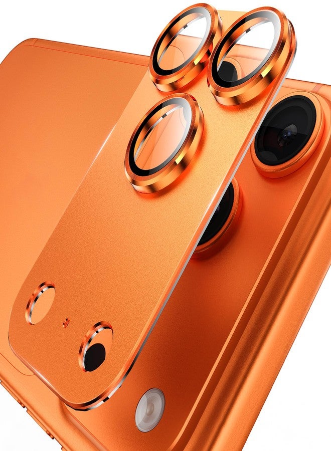 YWXTW مصمم لغطاء عدسة كاميرا iPhone 17 Pro Max، [تناسب مثالي 1:1] تغطية كاملة زجاج معدني مطفي مقسى لغطاء شاشة الكاميرا، ملحقات صديقة للحافظة (برتقالي كوني، iPhone 17 Pro Max) - Image 1