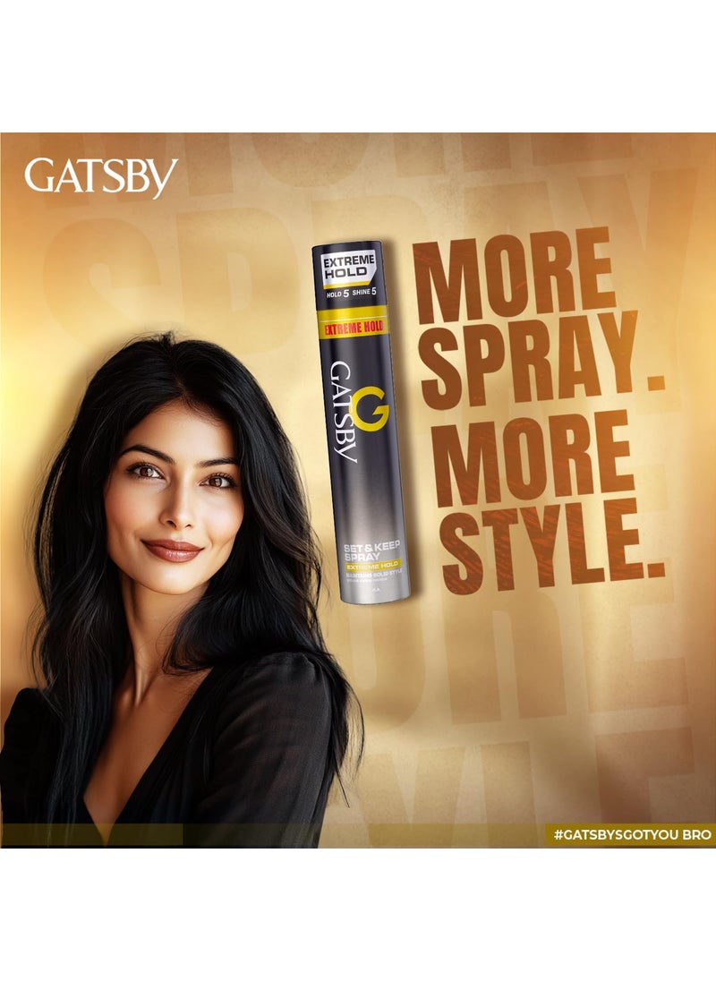 GATSBY Gatsby Set Keep Hair Spray 400ml Extreme Hold Quick Drying Long Lasting Hold No Flaking Natural Shine Non Sticky Easy Wash Off Styling Hair Spray  - Image 4