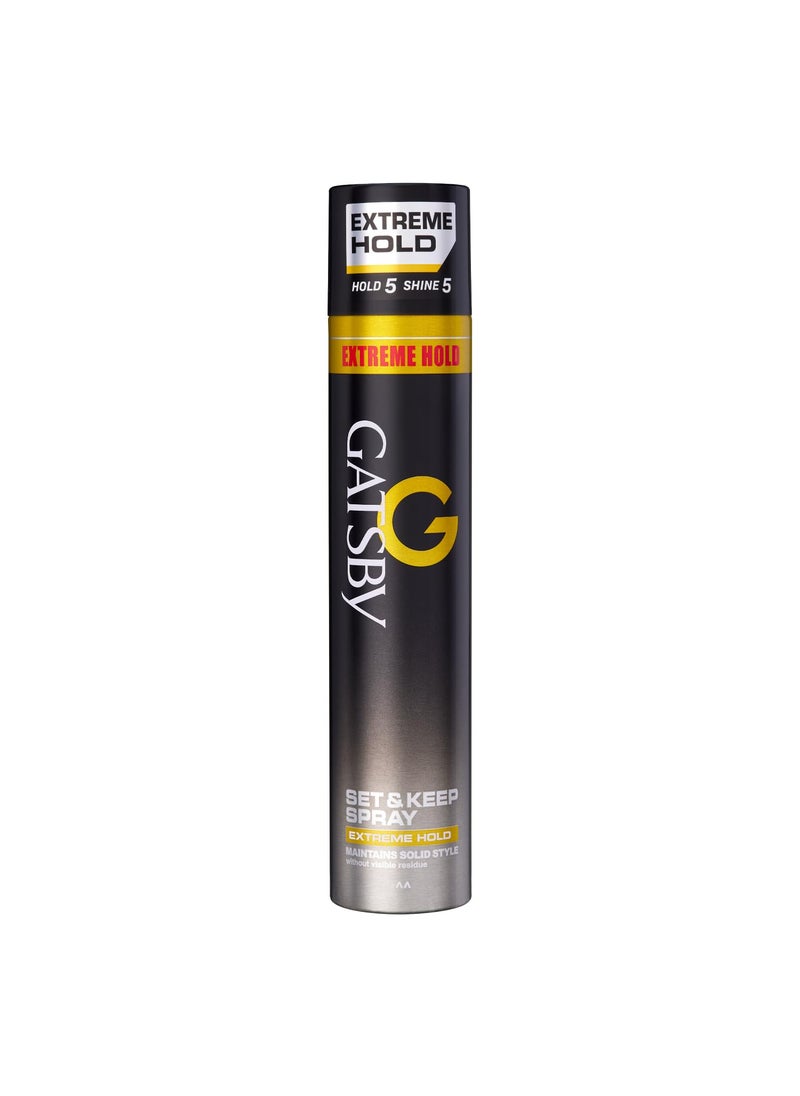 GATSBY Gatsby Set Keep Hair Spray 400ml Extreme Hold Quick Drying Long Lasting Hold No Flaking Natural Shine Non Sticky Easy Wash Off Styling Hair Spray  - Image 1