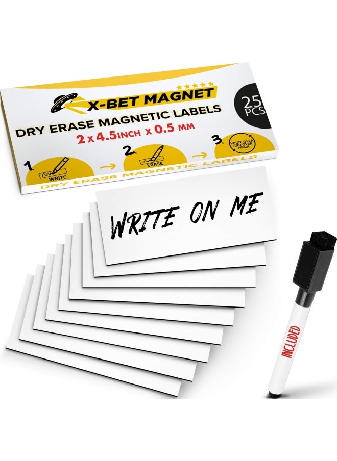 X-bet MAGNET - Magnetic Labels Dry Erase For Metal Shelving And Whiteboards - Dry Erase Magnetic Strips - Sticky Labels And Stickers - Blank Write On Magnets - Writable Flexible Magnet Sheet For Refrigerator - Image 1