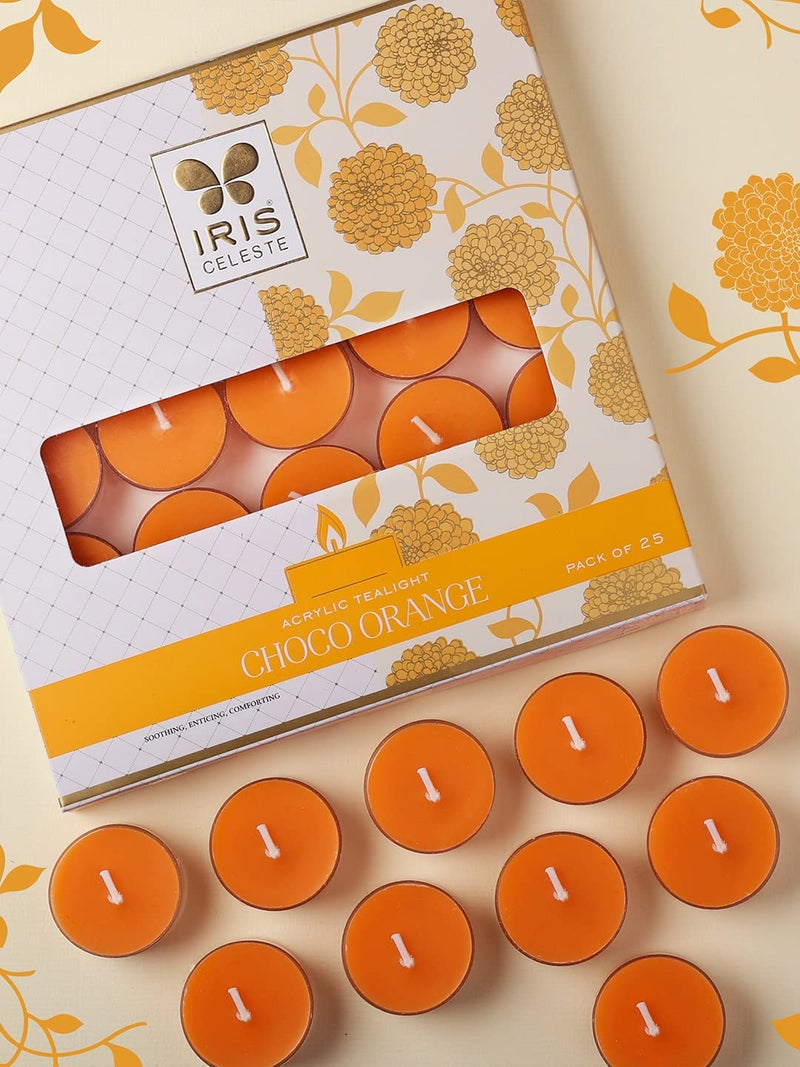 Iris Celeste Acrylic Tealights Fragrance Choco Orange (Set of 25 Tealights) - Image 4