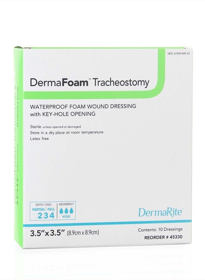 dermarite Tracheostomy Waterproof Foam Wound Dressing with Key-Hole Opening - Image 1