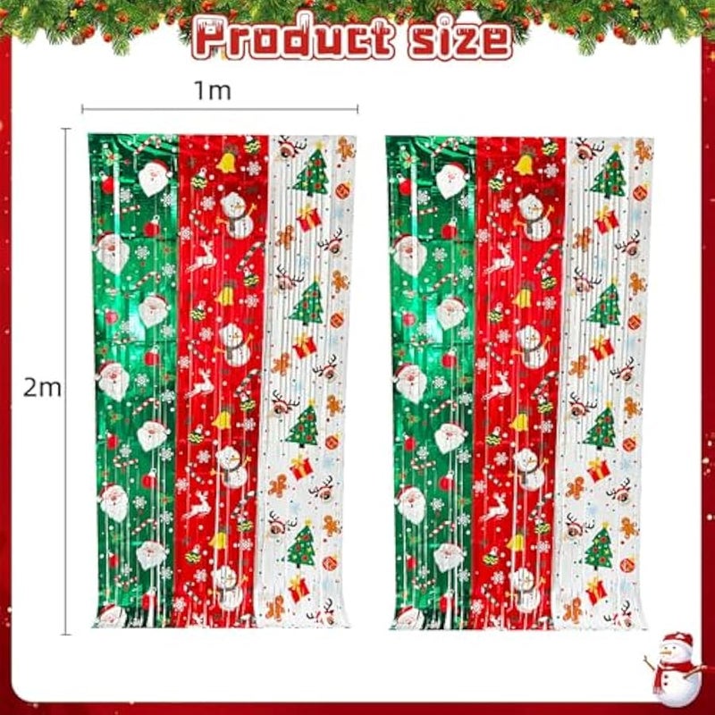Loquat Foil Fringe Curtains,2 Pack  Party Decorations for Kids & Adults 1 x 2M Xmas Metallic Tinsel Photobooth Props Backdrop Streamers for Winter Xmas Holiday Party Supplies Decor - Image 4
