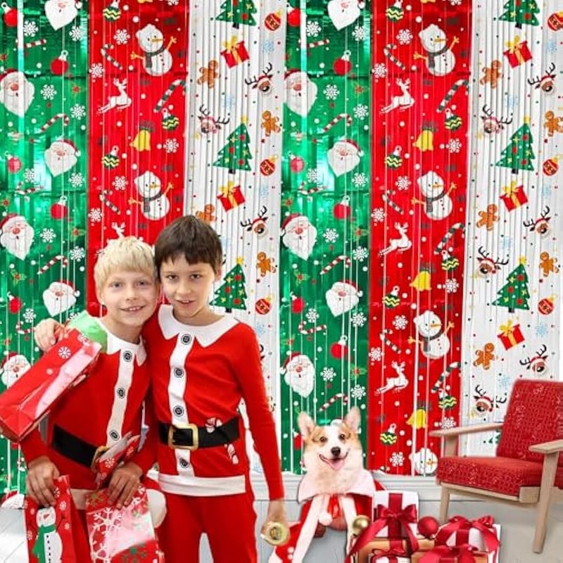 Loquat Foil Fringe Curtains,2 Pack  Party Decorations for Kids & Adults 1 x 2M Xmas Metallic Tinsel Photobooth Props Backdrop Streamers for Winter Xmas Holiday Party Supplies Decor - Image 1