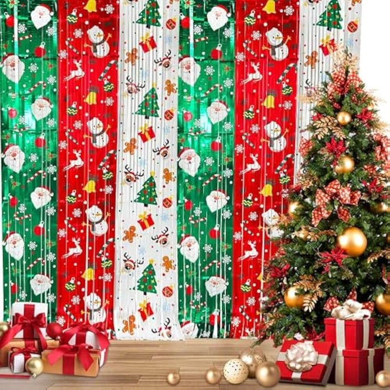 Loquat Foil Fringe Curtains,2 Pack  Party Decorations for Kids & Adults 1 x 2M Xmas Metallic Tinsel Photobooth Props Backdrop Streamers for Winter Xmas Holiday Party Supplies Decor - Image 2