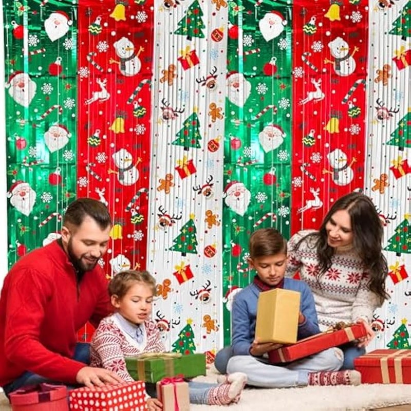 Loquat Foil Fringe Curtains,2 Pack  Party Decorations for Kids & Adults 1 x 2M Xmas Metallic Tinsel Photobooth Props Backdrop Streamers for Winter Xmas Holiday Party Supplies Decor - Image 3