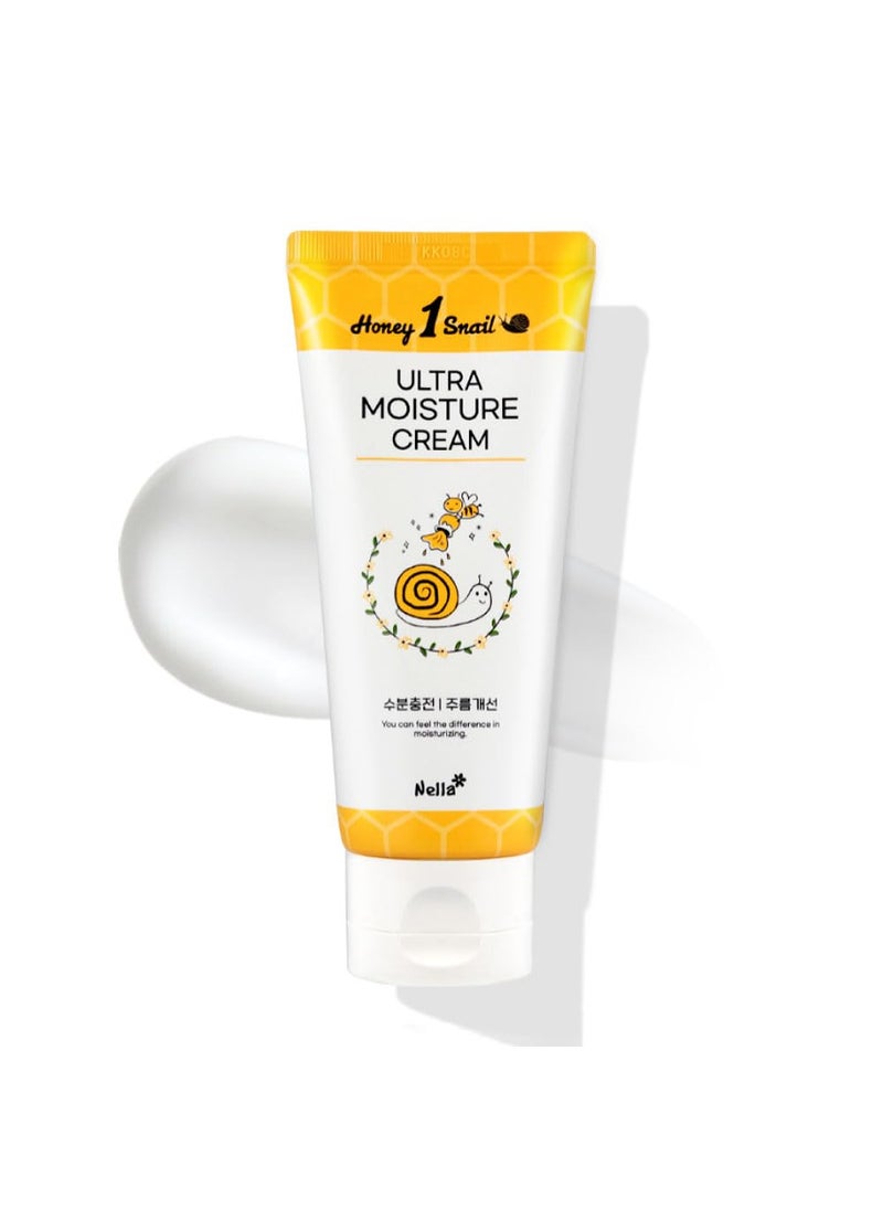 Nella - Nella Snail Ultra Moisture Cream Snail and Honey Extract Snail Extract 2000 mg Korean Skin Care 100 ml - Image 1
