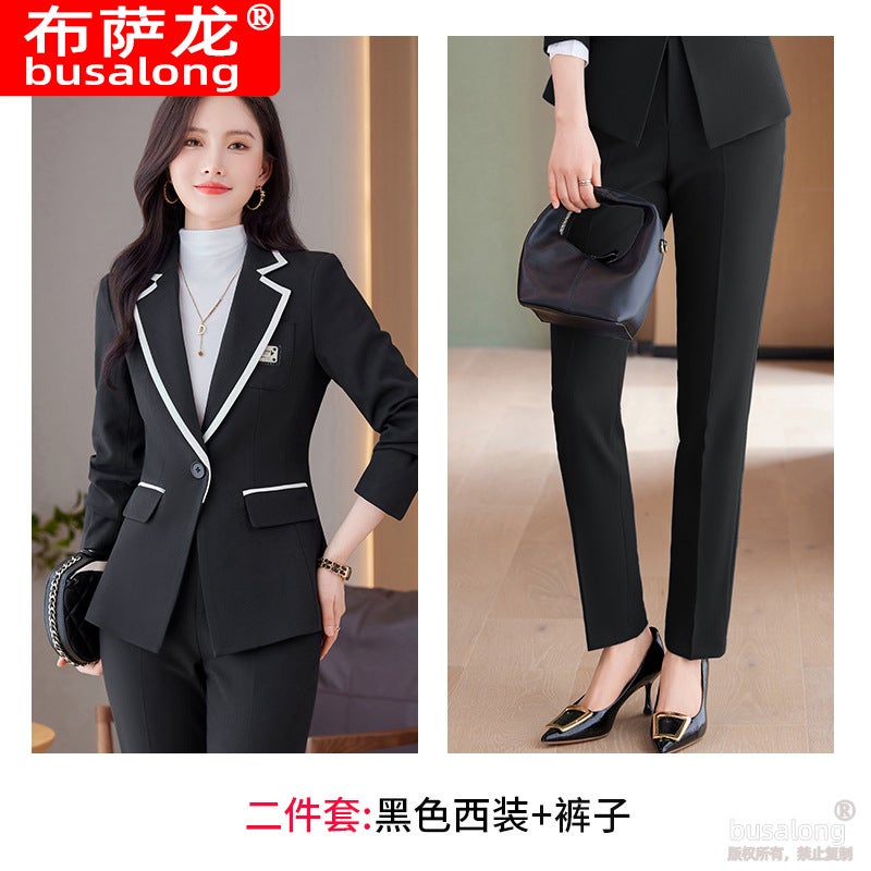Autumn and Winter Long Sleeve Business Suit suit Temperament Fashion Dress Suit Jacket Business Manager Work Clothes Women Black suit pants
