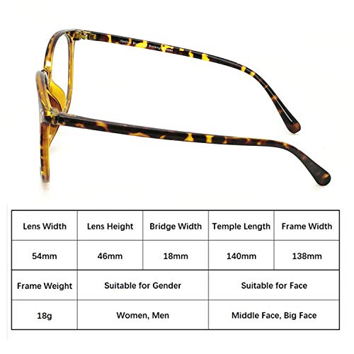 OPTIFINE Reading Glasses Anti Blue Light Blocking Reader Oversized Frame for Women Men for Mid Big Face Anti Eyestains Tortoise 0 - Image 5