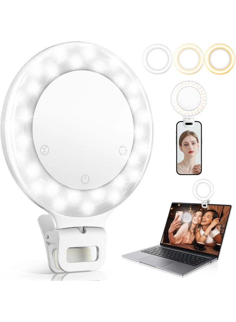 Rechargeable Ring Light with 3 Adjustable LED Modes – Clip-On Selfie Light for Phone, iPad, Laptop, Makeup, and Photography - Image 1