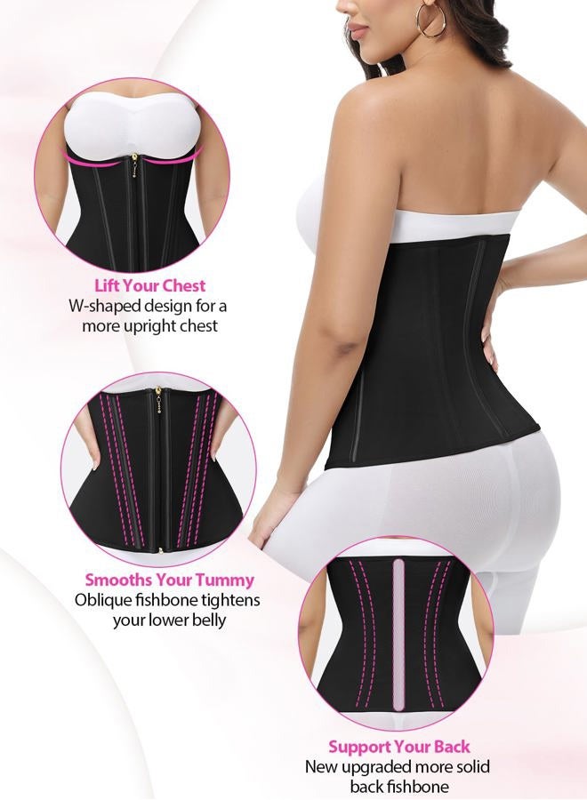 SHAPSHE Waist Trainer for Women Tummy Control Workout Waist Cincher Corset Shapewear Postpartum Body Shaper with Zipper Hook, Black-long Torso, S - Image 5