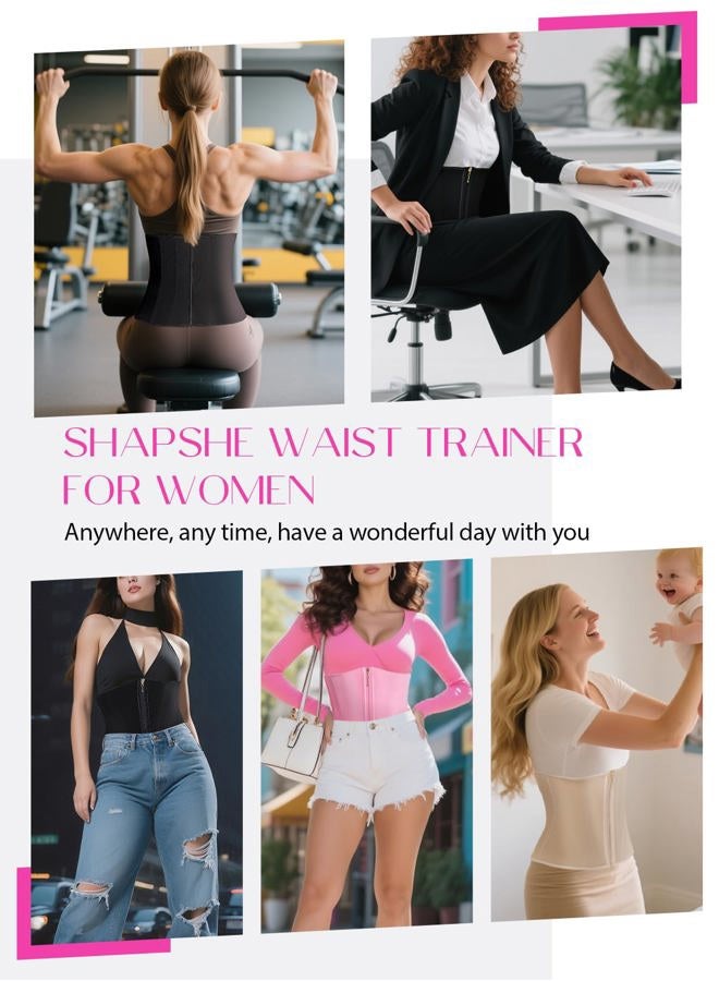 SHAPSHE Waist Trainer for Women Tummy Control Workout Waist Cincher Corset Shapewear Postpartum Body Shaper with Zipper Hook, Black-long Torso, S - Image 3