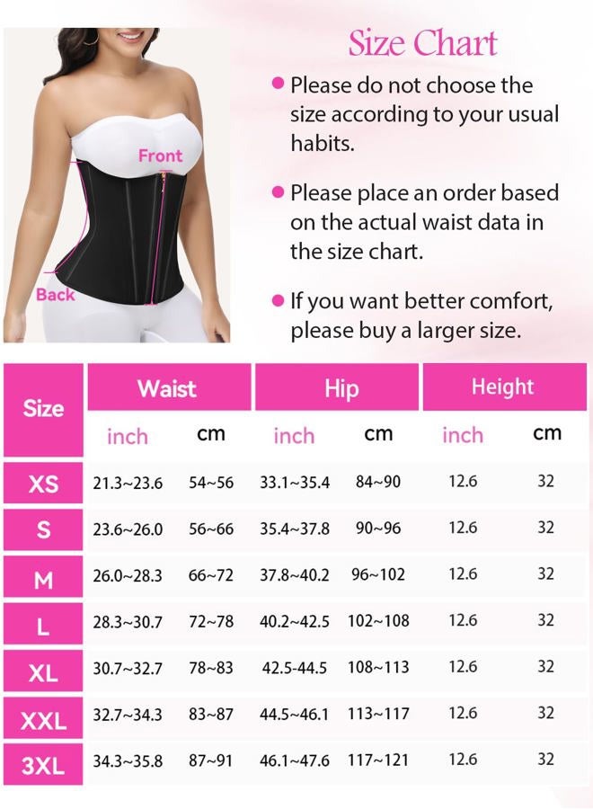 SHAPSHE Waist Trainer for Women Tummy Control Workout Waist Cincher Corset Shapewear Postpartum Body Shaper with Zipper Hook, Black-long Torso, S - Image 4