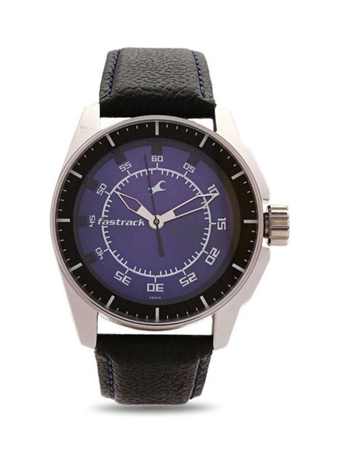 fastrack Men PURPLE DIAL BLACK LEATHER STRAP WATCH - Image 1
